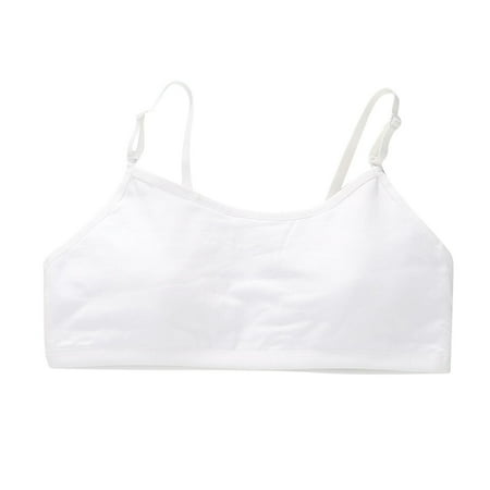 Little Girl Bras Training Bra Breathable Cotton Bra Summer Lightly Adjustable Strap Wireless Comfortable Bralette  White  L