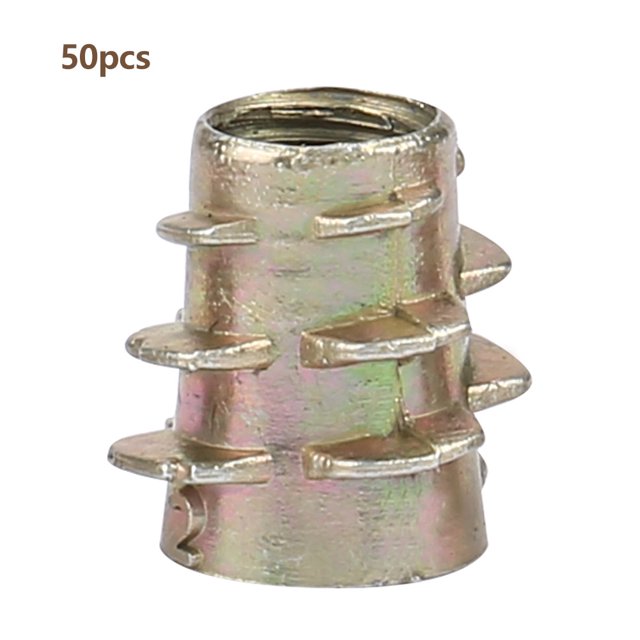 50pcs muebles de aleación Hex Drive Unhead tuerca roscada para inserto de madera (5*10mm)