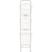 Laundry Basket with Wheels 3 Tier Rolling Laundry Hamper with 3 Removable Wire Basket Metal Laundry Cart for Room Organizer White