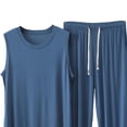 thumbnail image 3 of Ohufall Men's 2 Piece Modal Lounge Set Sleeveless Crew Neck Top with Drawstring Long Pants Casual Summer Outfit, 3 of 4