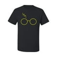 thumbnail image 2 of Wild Bobby, Gold Wizard Glasses and Lightning Scar, Movies, Men Graphic Tee, Black, Large, 2 of 4