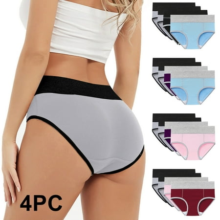 ATOYSOY Women s Stretchy Solid Panty Classic Briefs Girls Comfy Multipack Clearance Plus Size Hip Lifting Cotton Panties  4 Pack Shapewear Control Briefs for Ladies Underpants Blue L