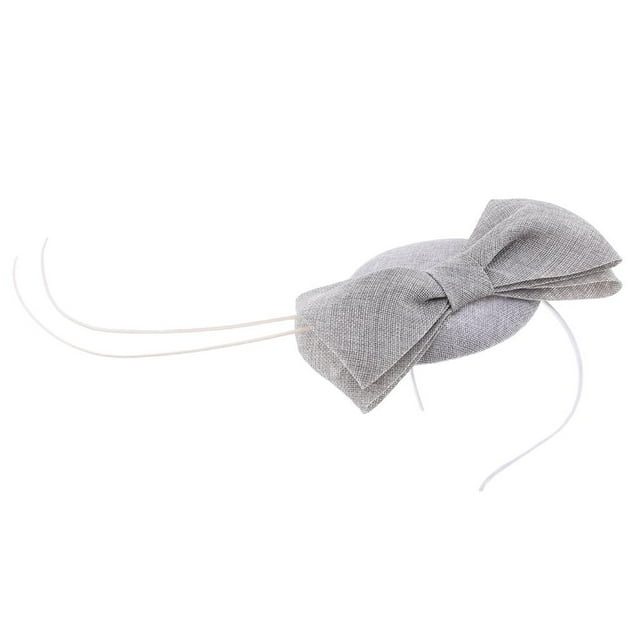 Tocados vintage de lino con lazo, sombrero pastillero, diadema Derby para fiesta gris
