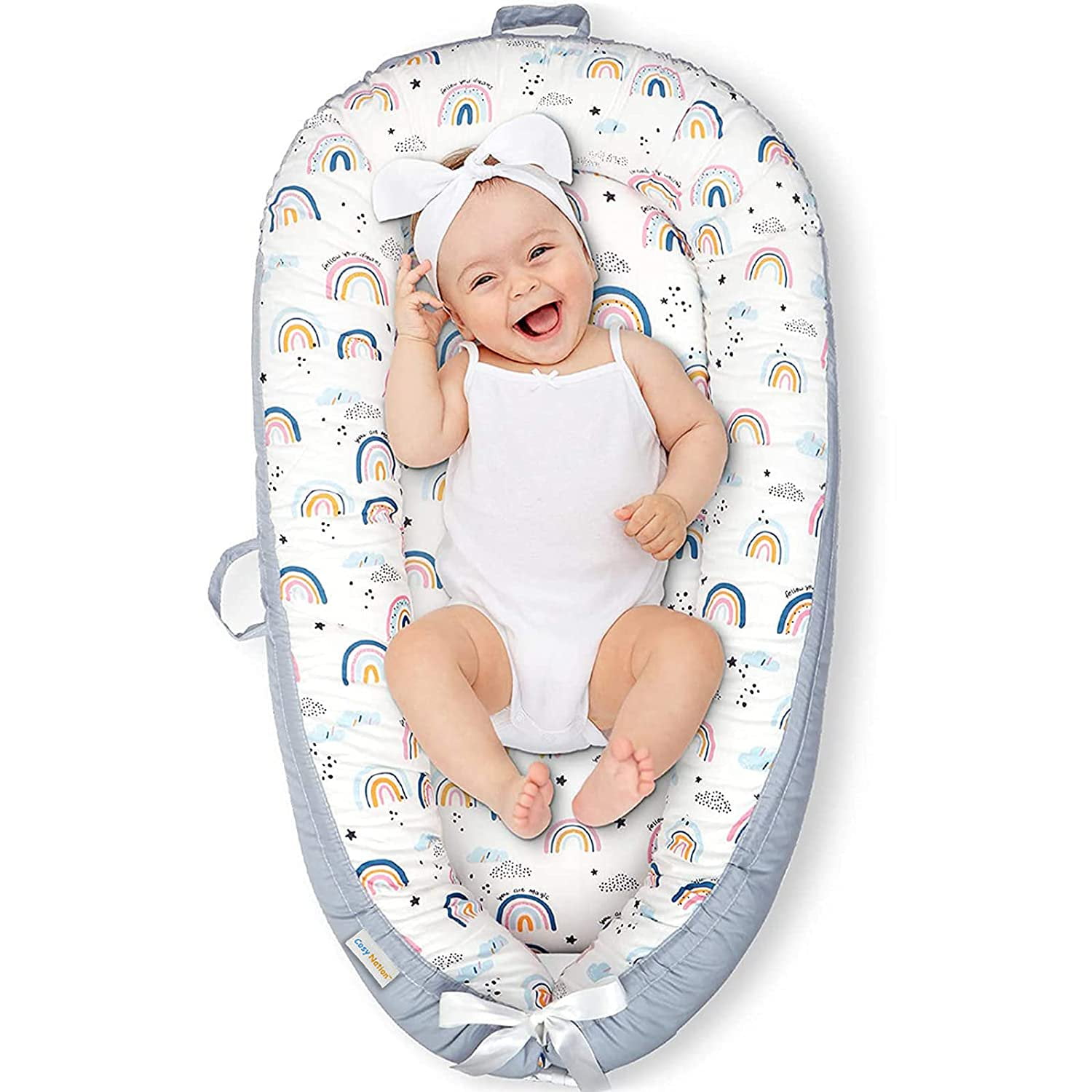 CosyNation Baby Lounger, Baby Nest for Co Sleeping, Ultra Soft and Breathable Cotton, Portable Lightweight for Traveling, Perfect for Bassinet Cribs, Essential for Newborn Shower Gift (Rainbow) - Walmart.com CosyNation Baby Lounger, Baby Nest for Co Sleeping, Ultra Soft and Breathable Cotton, Portable Lightweight for Traveling, Perfect for Bassinet Cribs, Essential for Newborn Shower Gift (Rainbow) - Walmart.com