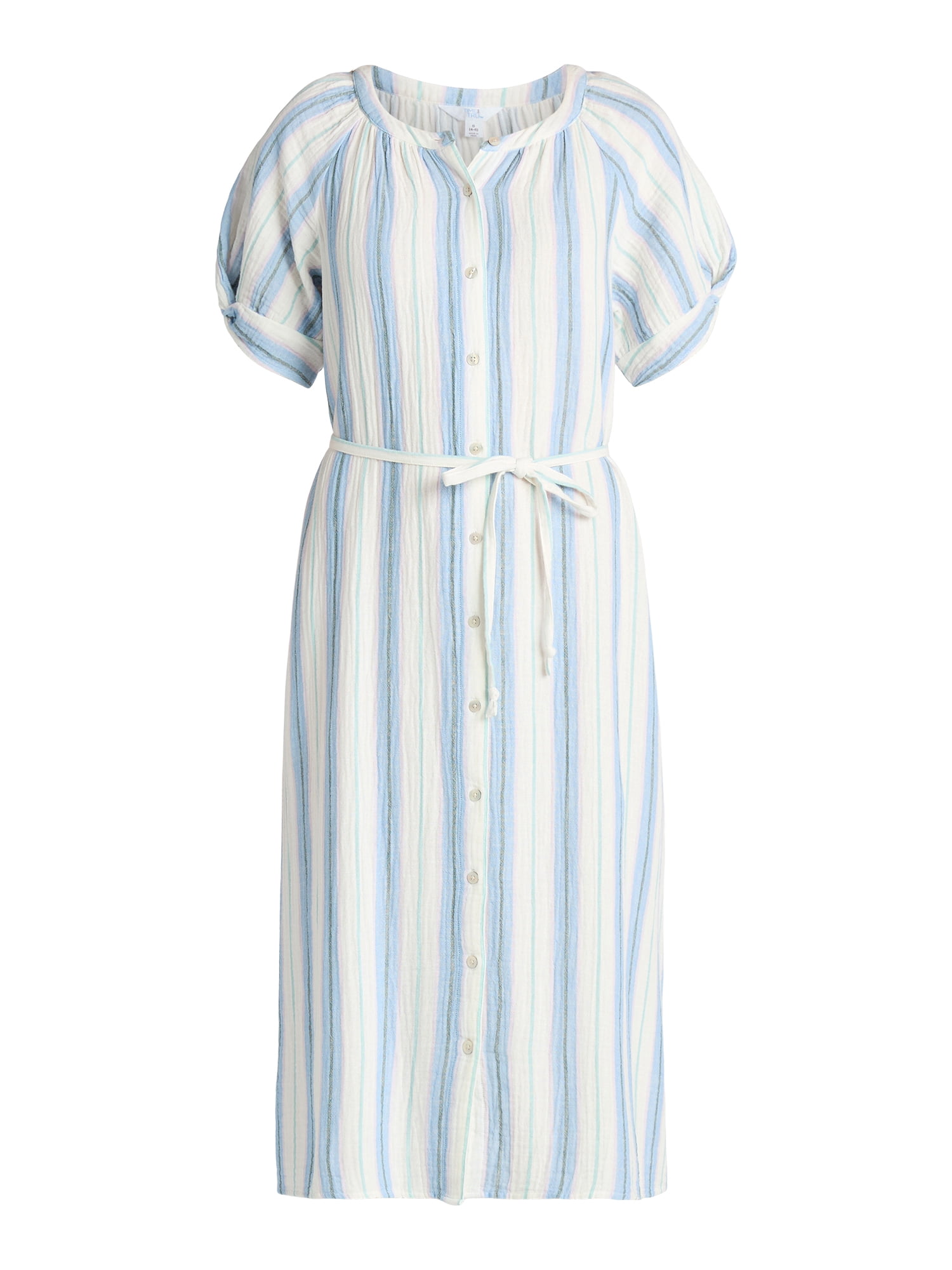 Time and Tru Women’s and Women’s Plus Cotton Double Cloth Midi Dress, Sizes XS-4X