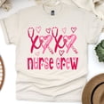 thumbnail image 1 of T-Shirt d'Infirmière à Col Rond avec Stéthoscope en Forme de Cœur Rose, Naturel, Taille 3TG, 1 of 6