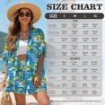 thumbnail image 7 of Xoenoiee Tropical Palm Tree Hibiscus Boat Print Women's Boho 2 Piece Outfits Beach Vacation Sets Short Sleeve Open Front Kimono Blouse and Shorts Set for Ladies, Size XL, 7 of 7