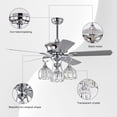 thumbnail image 6 of 52'' Crystal Ceiling Fan Lamp With Remote Control 3 Speed (High, Mid, Low), 5 Reversible Blades For Living Room, Dining Room, Bedroom, Family Room, Chrome, 6 of 9