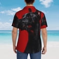 thumbnail image 6 of Daiia Black Dog Red Background Hawaiian Shirt for Men Gentle Cotton Regular Short Sleeve Casual-X-Large, 6 of 9