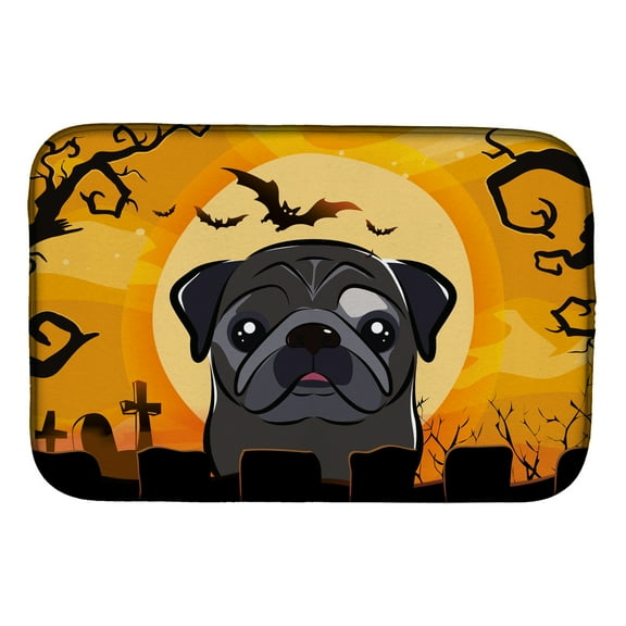 Carolines Treasures BB1821DDM Halloween Black Pug Dish Drying Mat 14 x 21" multicolor