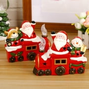 Christmas Decorations Collectible Figurines 2021 - Christmas Red Train Figurines, Mini Christmas Ornaments Table Decor Xmas Statues (Set of 2)
