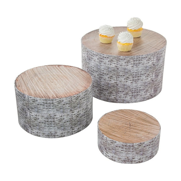 Woodland Party Tree Stump Treat Stands, Party Supplies, Birthday, 3 Pieces