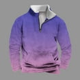 thumbnail image 2 of Fashion YLSDY Men's Mock Neck Sweatshirt Gradient Long Sleeve Henley Zipper Shirts Pullover Loose Outdoor Sports Tops Shirt Purple M, 2 of 5