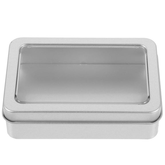 SEWACC 1Pack Metal Storage Tin for Small Items Container Dustproof Portable Silver Rectangular Shape