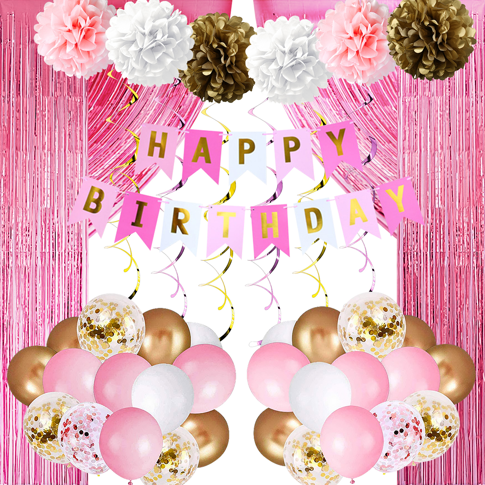 【Design Birthday Party Decoration】 Our Pink birthday decorations, all