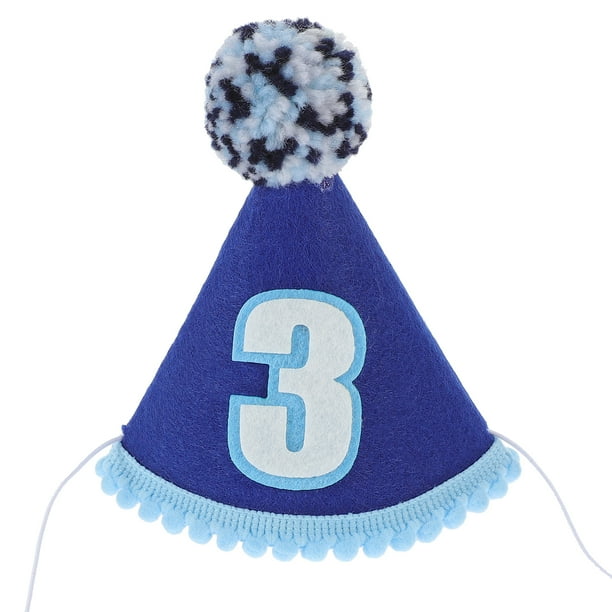 KAKOWELY Sombrero de cumpleaños para bebé, sombrero de cono para tercer cumpleaños, tocado decorativo para fiesta de cumpleaños