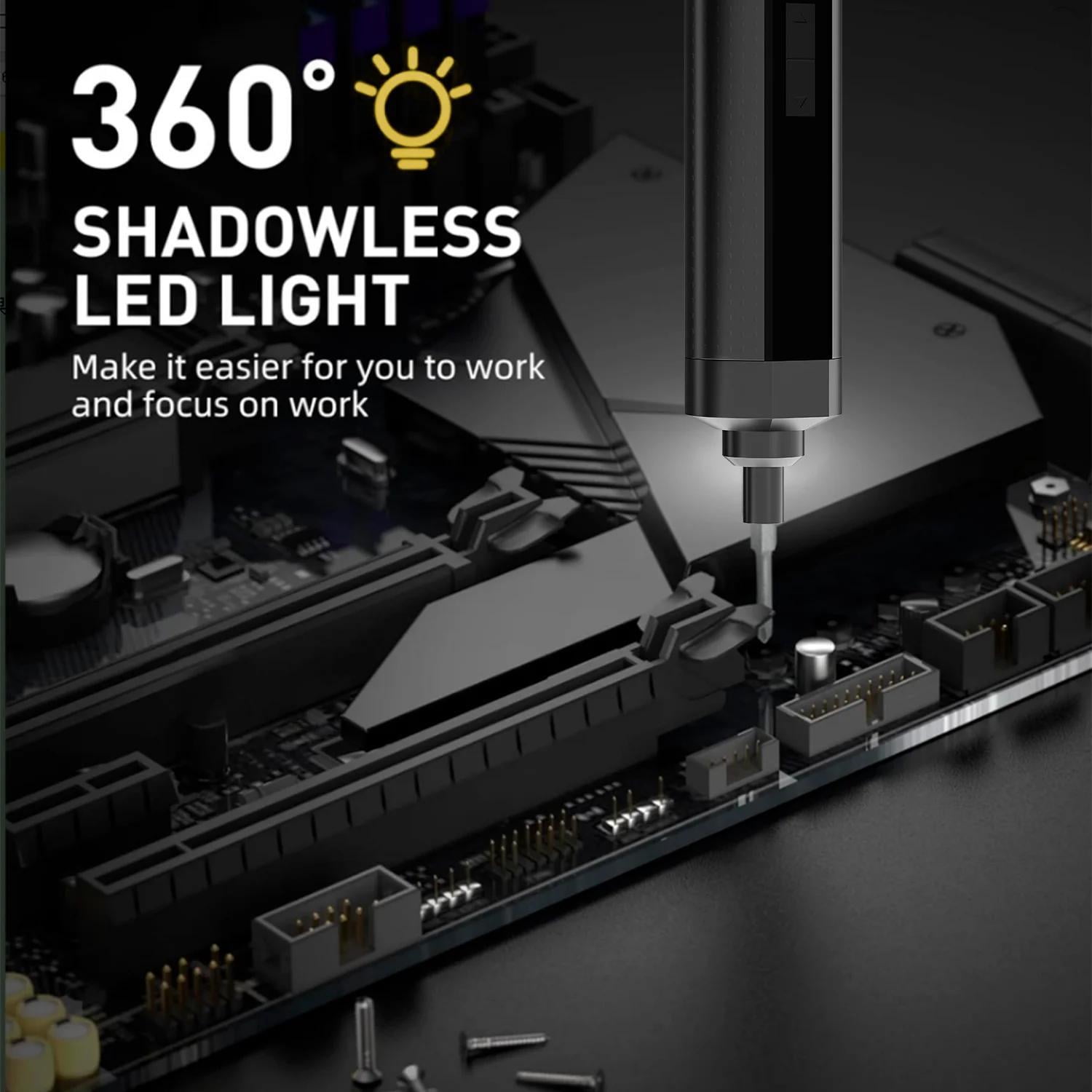 STORGENER Mini Electric Screwdriver,56-Bit Magnetic Precision Set with LED Light to Tackle Any Project from Watches to Laptops