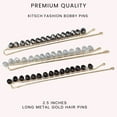 thumbnail image 3 of Kitsch Fashion Bobby Pins, Gold Beaded Bobby Pins for Women and Girls, 3 Pcs (Black and Silver), 3 of 6