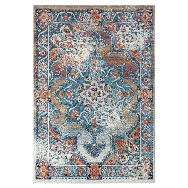 Amer Rug ALX825176 5 ft. 1 in. x 7 ft. 6 in. Alexandria Transitional Power-Loomed Rug, Blue