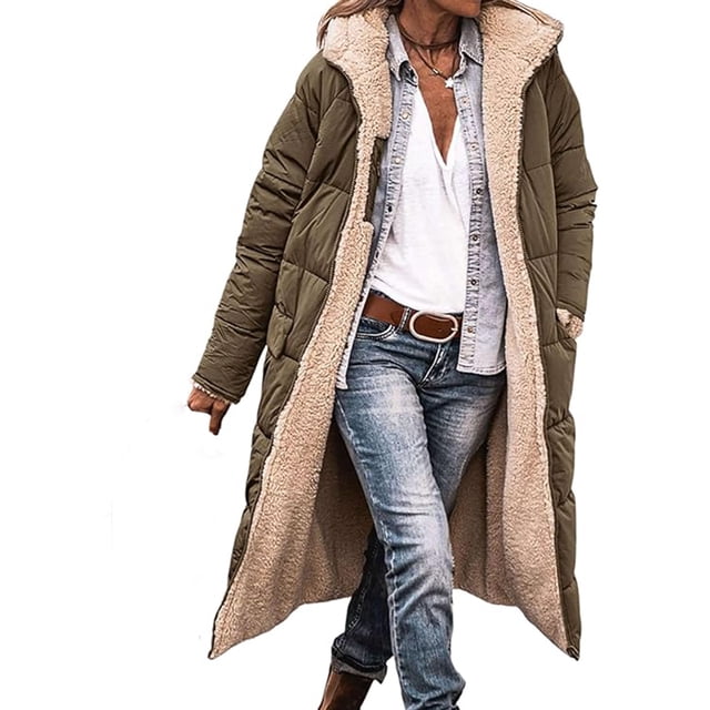 Abrigo Sherpa para mujer Abrigos lisos Chaqueta polar de manga larga Ropa de abrigo cómoda para mujer con capucha Vacaciones