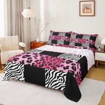 Homewish Cheetah Zebra Print 4 Pieces Queen Sheet Sets for Teens Female Men,Retro Vintage Aesthetic Ultra Soft Flat Sheet,Abstract Geometric Plaid Queen Fitted Sheet,Lightweight Room Decor
