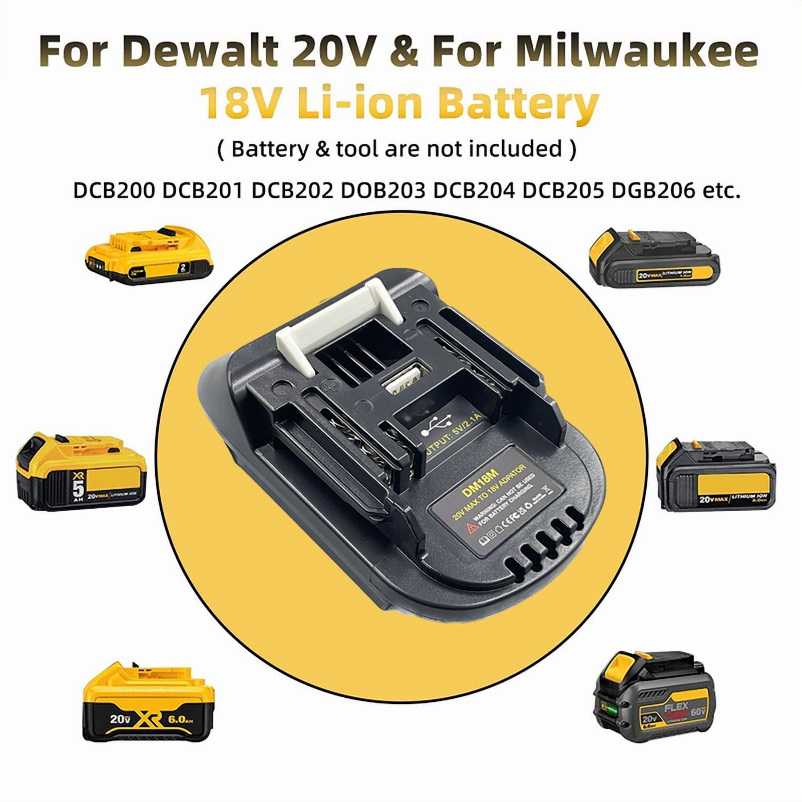Battery Convertor Adapter For Mil*wau*kee 18V For De*walt 20V to For Ma*kita 18V Power Tools Bl1830 With USB charging port