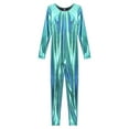 thumbnail image 3 of iixpin Women's Metallic Shiny Long Sleeve Back Zipper Jumpsuit One Piece Full Body Fitness Bodysuit Blue XXL, 3 of 7