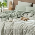 thumbnail image 6 of MooMee 100% Washed Cotton Sheet Set Queen Linen Like Textured Breathable Durable Soft Comfy 4pcs (Sage Green), 6 of 6
