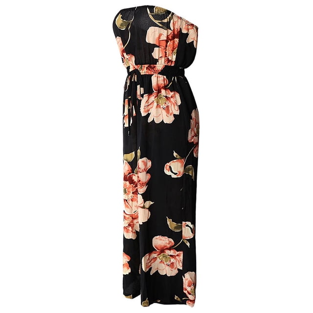 Female Ladies Sleeveless Backless Printed Jumpsuit Wide Leg Siamese Pants XL