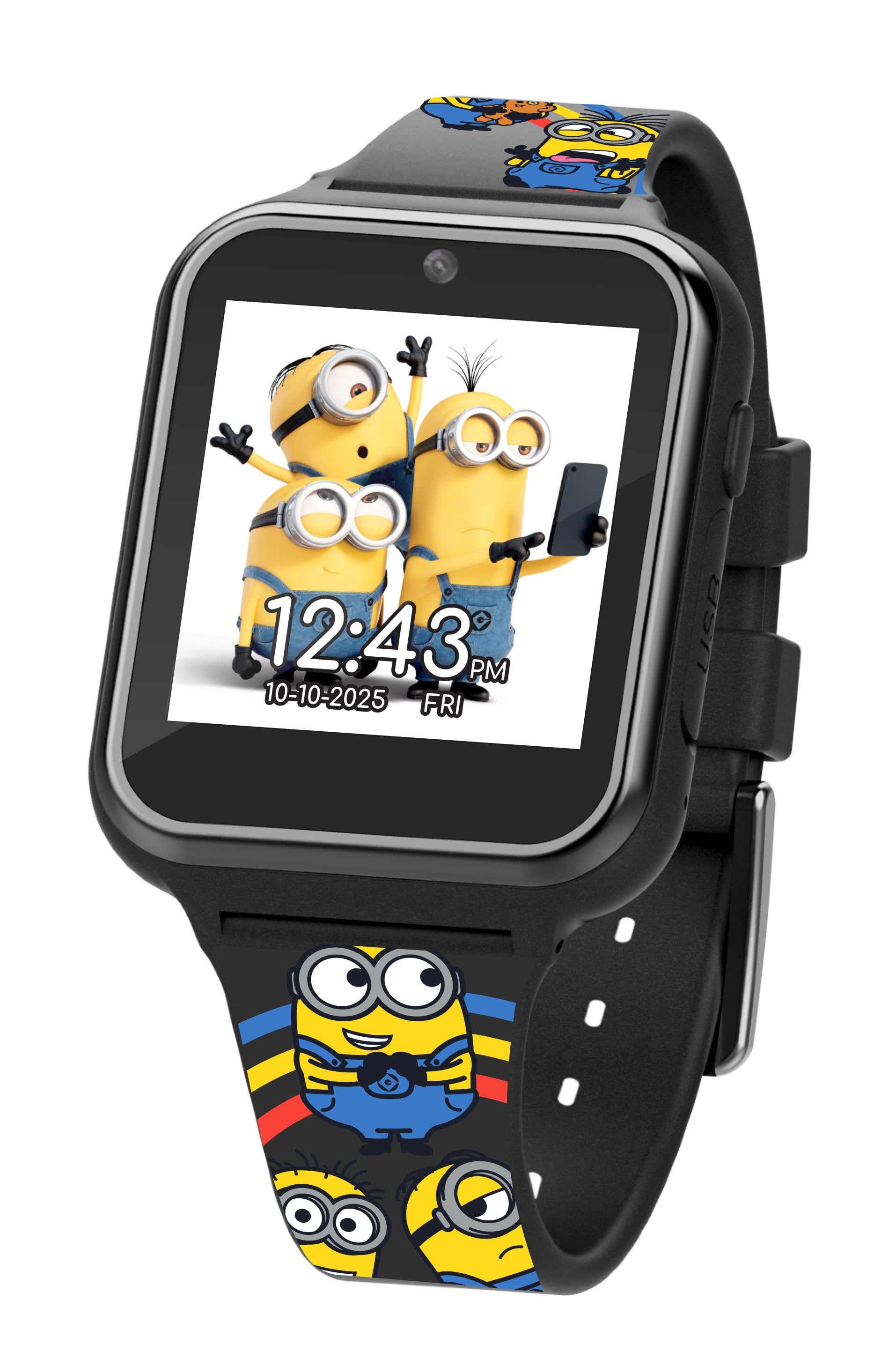 Universal 'Minions' Unisex Child Interactive iTime Smartwatch 40mm in Black - DMF4062WM