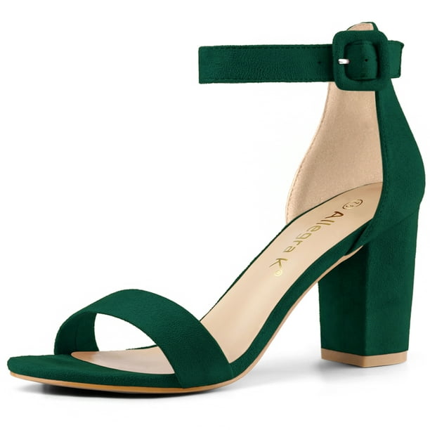 Zapatos Sandalia Tacon Verde Oscuro Sandalias Tacón Color Verdes