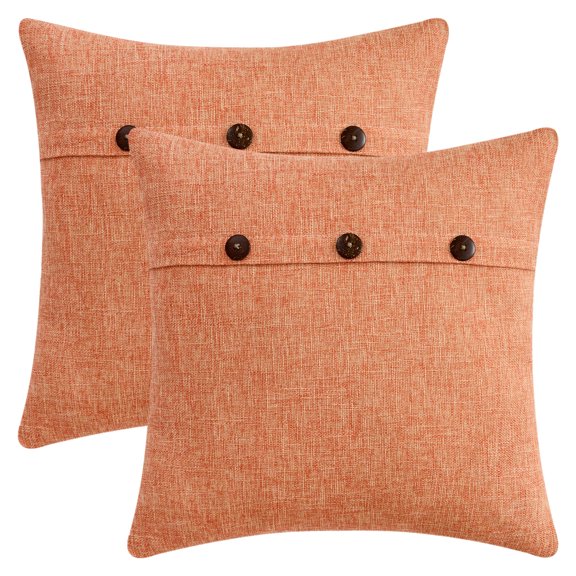 Unique Bargains Triple Button Decorative Pillowcases Orange 18" x 18"