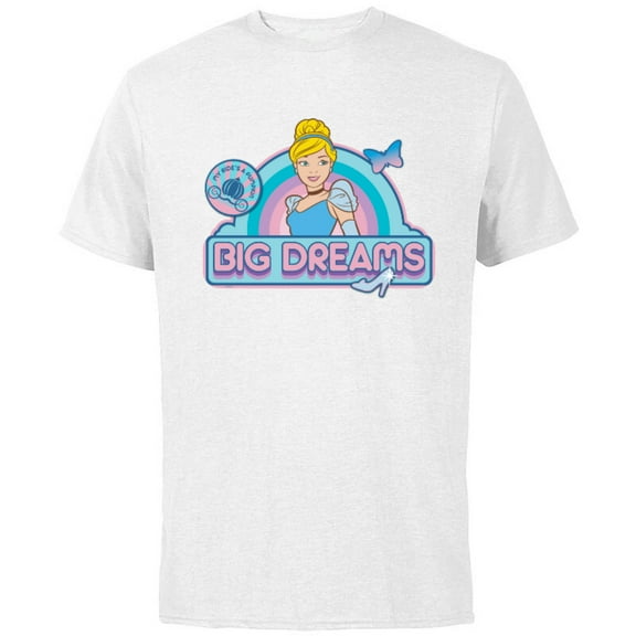 Disney Princess Cinderella Big Dreams Retro - Short Sleeve Cotton T-Shirt for Adults - Customized-White