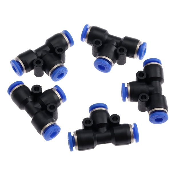 5 unids Plástico T-Junction Accesorios neumáticos AIR 3 VÍAS Conector de ajuste de la junta rápida Conector Neumático PE4 / 6 / 8/10/12/14 / 16mm Manguera de tubos