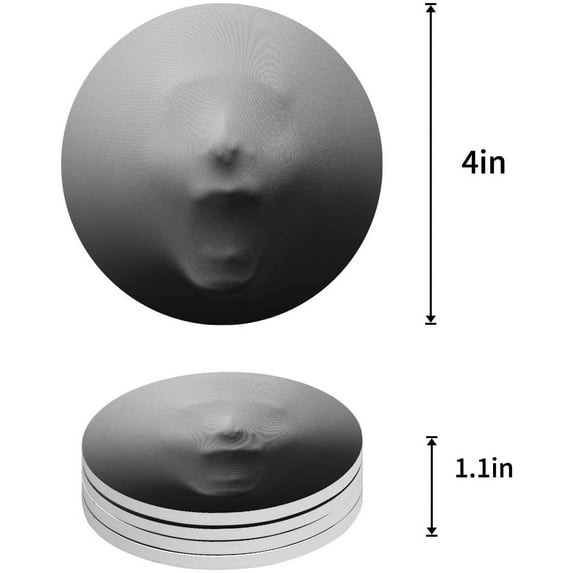 FMSHPON Halloween Decor Horror Ghost Set of 6 Round Coaster for Drinks, Absorbent Ceramic Stone Coasters Cup Mat with Cork Base for Home Kitchen Room Coffee Table Bar Decor