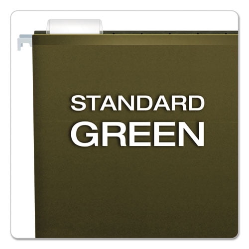 "Extra Capacity Reinforced Hanging File Folders with Box Bottom, 4"" Capacity, Letter Size, 1/5-Cut Tabs, Green, 25/Box | Bundle of 2 Boxes"
