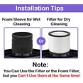 thumbnail image 2 of SCREENTRONICS Replacement Cartridge Filter & Foam Sleeve Compatible Replacement for Shop Vac 90304, 90350, 90333, 90585 Wet/Dry Vacuum Cleaners 5 Gallon and Above (Filter+ Lid+ Foam), 2 of 6