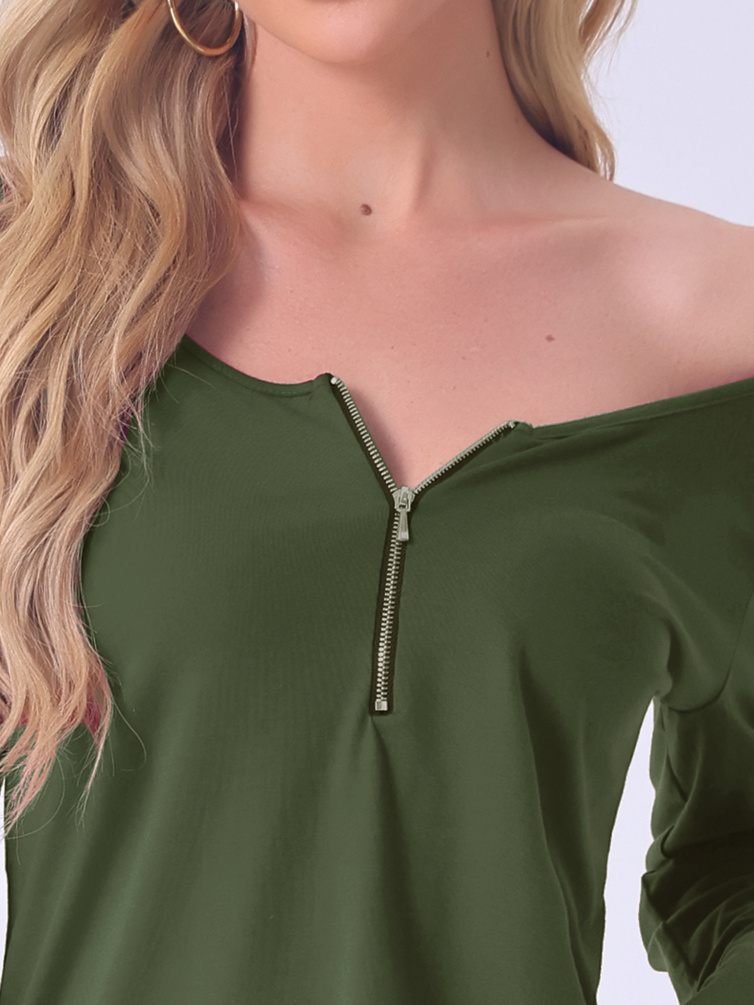 DARING DIVA Long Sleeves Pullover Solid Round Neck Pajama Tops XS Green