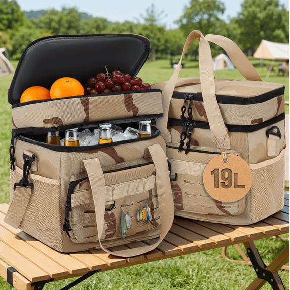 YTAKY Tackle Box, 16L Cooler Backpack, Wet Dry Separation, Tactical Style, Top Touch Insulation, Waterproof Leakproof Expandable Lunch Box for Work & Outdoor Activities