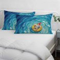 thumbnail image 3 of Funny Art Throw Pillow Covers Summer Gnome Swimming Blue Sea View Oil Painting Decorative Lumbar Pillow Cover Rectangle Cushion Case for Sofa Couch Bed Living Room Bedroom 16 X 24 Inches, 3 of 9