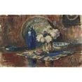 thumbnail image 2 of Willem Roelofs II 18x13 Gold Ornate Wood Frame and Double Matted Museum Art Print Titled - Still Life with Blue Bottle and Vase with Flowers (1921), 2 of 4