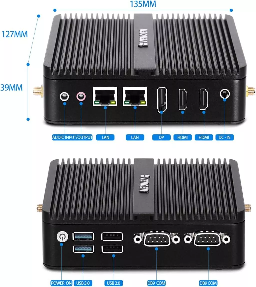 Fanless Mini PC N100, Intel Alder Lake N100 (3.4GHz), 8GB DDR4 RAM 256GB SSD