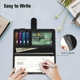 thumbnail image 3 of Neighborly Nook Checkbook Cover for Personal Checkbook, RFID Blocking Big Capacity Standard Register Duplicate Checks with Pen Holder, Cards Slots (Black and Brown), 3 of 8