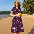 thumbnail image 4 of Naloa Space Dinosaur Print Womens Summer A-Line Dress with Pockets,Short Sleeve Dresses,Flowy Beach Swing Dress for Vacation Travel, 4 of 6