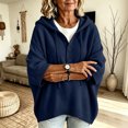 thumbnail image 6 of Domzest Oversized Hooded Knit Sweater for Women 3/4 Sleeve V Neck Button Up Hoodies 2026 Fall Casual Lightweight Pullover Sweater Navy XL, 6 of 6