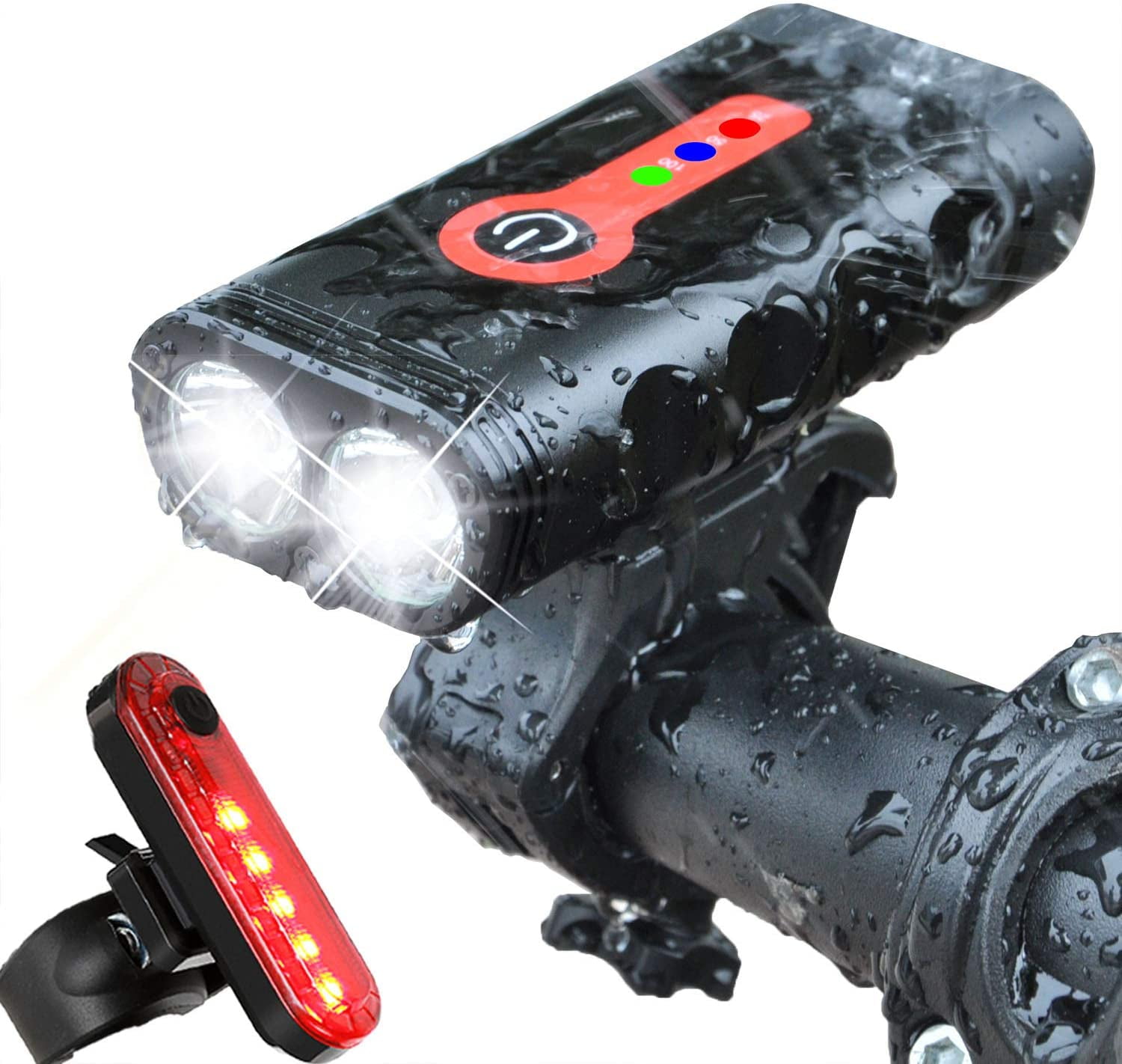 Bike Light Set USB Rechargeable Cycle Lights Led Headlight Bicycle Lights Mountain IP65 Waterproof Bike Lights Front Light with Free Rear Tail Light for Adults Kids 