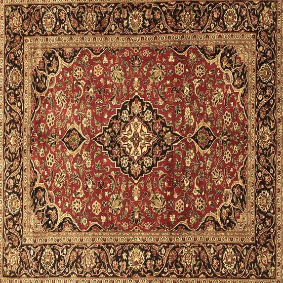 Ahgly Company Indoor Square Medallion Brown Traditional Area Rugs, 4' Square