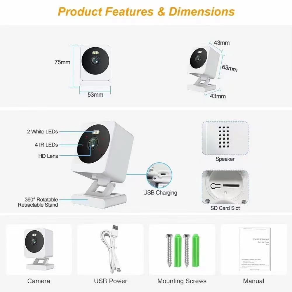Cam v4, 2.5K WiFi Security Camera, Indoor/Outdoor Cameras for Home Security, Pet Camera/Baby Monitor, Motion Activated Spotlight/Siren, Color Night Vision, 2-Way Audio,