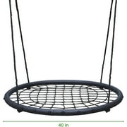 Tree Net Swing w Hanging Rope and Rings- Giant 40 Wide Two Person Indoor Outdoor Spider Web Swing Set- Great for Backyard, Playground, Playroom- Safe Durable, Fun for Boys Girls