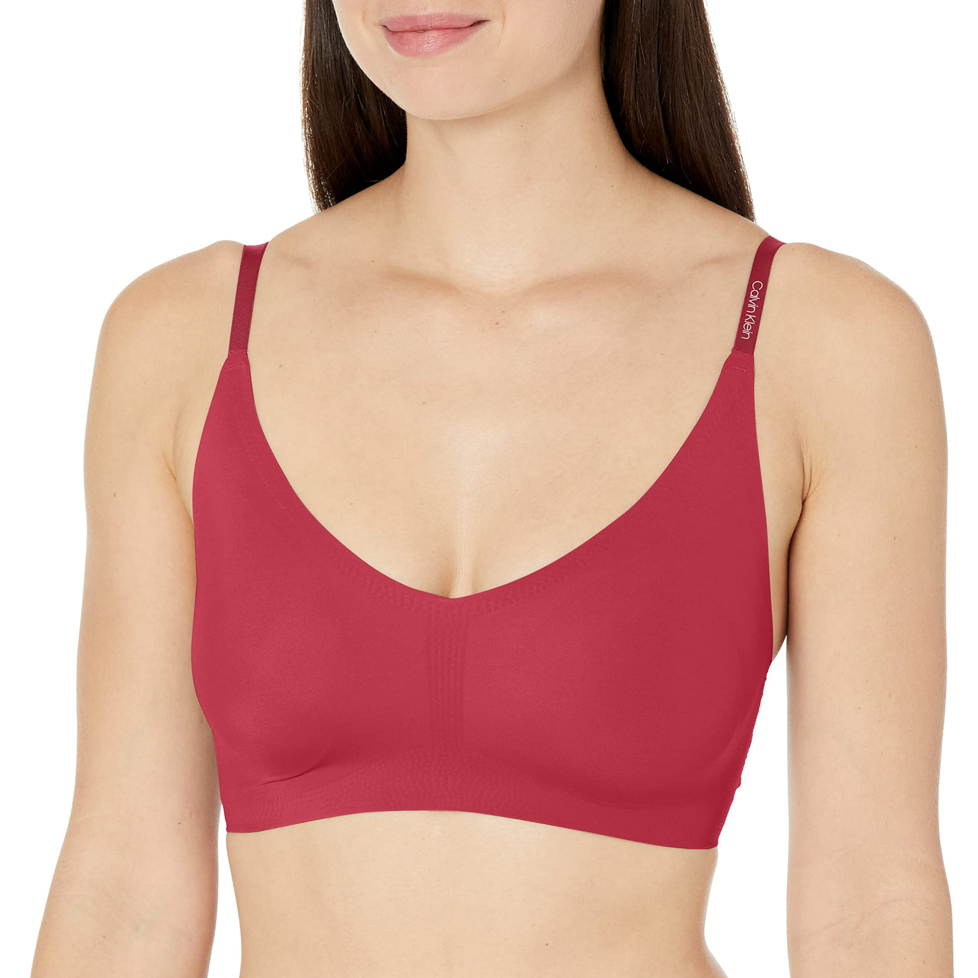 Calvin Klein Women's Invisibles Comfort Lightly Lined Seamless Wireless Triangle  Bralette Bra, Red Carpet, Large | Walmart Canada